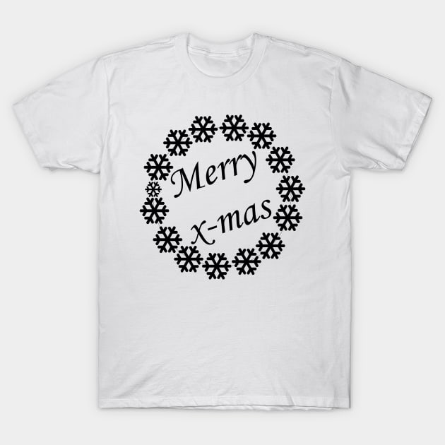 Merry X-mas Typography Design - Black and White 2 T-Shirt by art-by-shadab